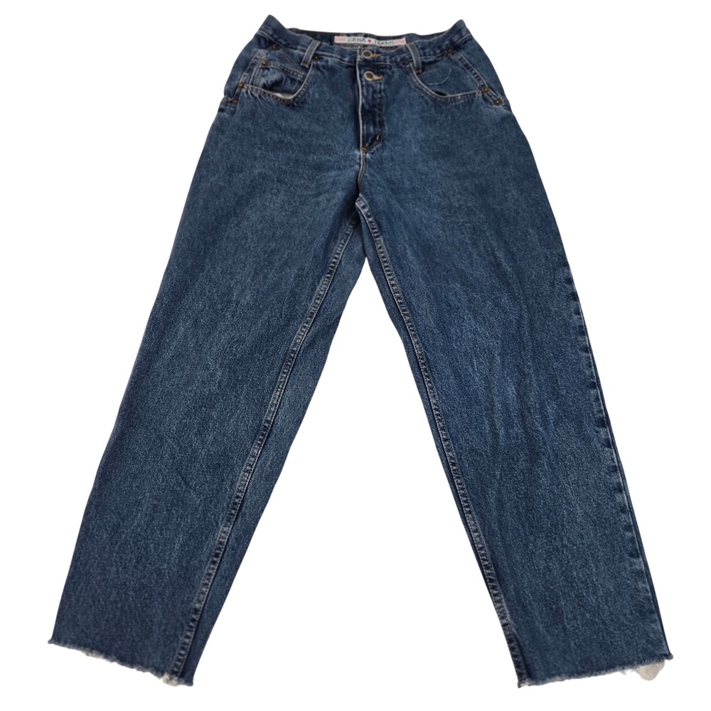 VINTAGE ZENA Jeans High Rise‎ Mom Denim MADE IN USA Cutoff Raw Hem Sz 12 90s Y2K